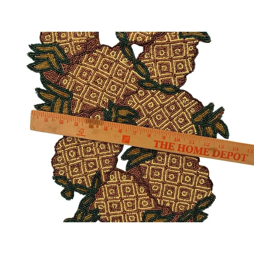 Pier 1 Table Runner Beaded Pineapple Luau Tropical Beachy Dining Decor 13